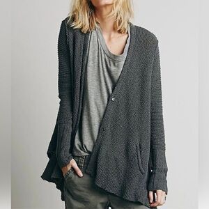 Free People Handkerchief Hem Longline Cardigan Green Sweater Size Small